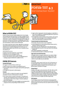 DEF datasheet  PDFlib TET 4.3 Text Extraction Toolkit