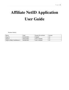 Page |1  Affiliate NetID Application User Guide  Revision History