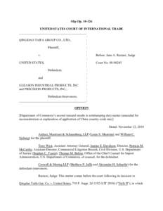 Slip Op[removed]UNITED STATES COURT OF INTERNATIONAL TRADE __________________________________________ : QINGDAO TAIFA GROUP CO., LTD., :