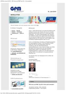 GPM Newsletter – PM Forum und PMO Tag 2016 – Jetzt anmelden!