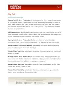 Page 1  ! My Lai Program Transcript