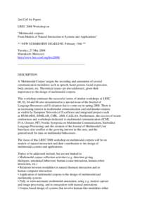 Multimodal interaction / Applied linguistics / Multimodal / Science / International Corpus of English / Linguistics / International Conference on Language Resources and Evaluation / Natural language processing