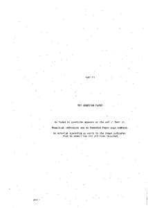 PART II  THE QUESTION PAPER An index to questions appears at the end of Part II. Numerical references are to Question Paper page, numbers.