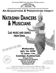 Natasinh Dancers and Musicians, Lao Music and Dance from Iowa (flyer): 2006 Homegrown Concert Series, American Folklife Center, Library of Congress