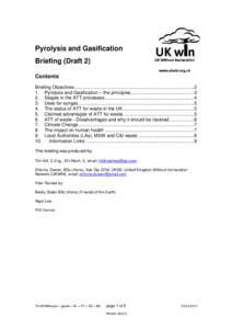 Pyrolysis, gasification and plasma September 2009 Briefing