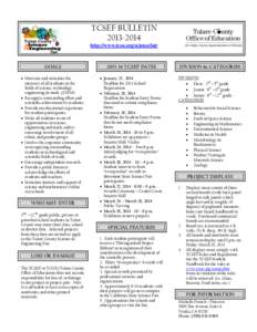 TCSEF BULLETIN[removed]http://www.tcoe.org/sciencefair GOALS