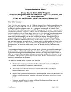 Orange County Storm Water Program: County of Orange and the Cites of Mission Viego,San Clemente, and San Juan Capistrano