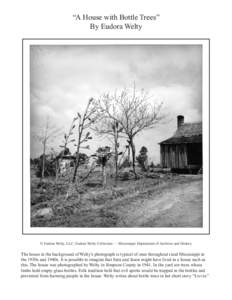 “A House with Bottle Trees” By Eudora Welty © Eudora Welty, LLC; Eudora Welty Collection — Mississippi Department of Archives and History  The house in the background of Welty’s photograph is typical of ones thr