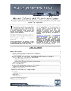 Marine Cultural and Historic Newsletter Monthly compilation of maritime heritage news and information from around the world Volume 3.06, 2006 (June) 1 T