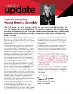 update MAYOR’S A Personal Message from  Mayor Bonnie Crombie