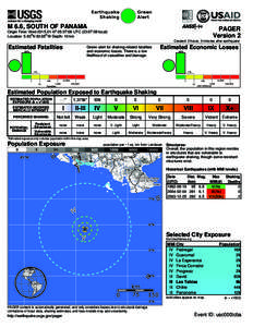 Green Alert Earthquake Shaking M 6.6, SOUTH OF PANAMA