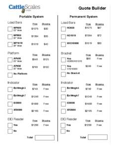 Quote Builder Portable System Load Bars MP600 23” Wide