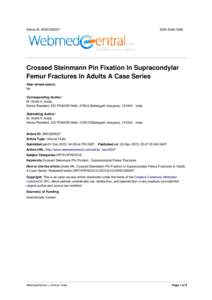 Article ID: WMC005027  ISSNCrossed Steinmann Pin Fixation In Supracondylar Femur Fractures In Adults A Case Series