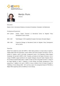Martijn Pluim Director Education Master of Arts in International Relations; University of Amsterdam; Amsterdam, the Netherlands