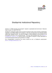 Strathprints Institutional Repository  Grierson, D[removed]Arcology and arcosanti: towards a sustainable built environment. Electronic Green Journal, 18. ISSN[removed]Strathprints is designed to allow users to access t