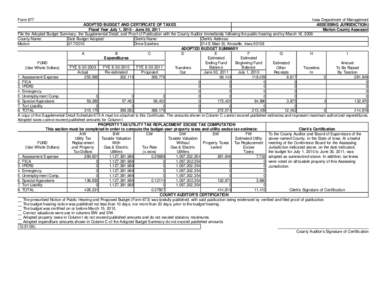 Marion County, Iowa - Marion County Assessor Budget FY[removed]