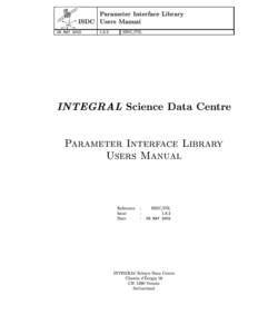 ISDC  Parameter Interface Library ISDC Users Manual  06 MAY 2002