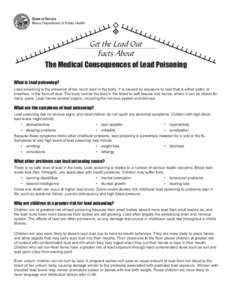 State of Illinois Illinois Department of Public Health Get the Lead Out Facts About The Medical Consequences of Lead Poisoning