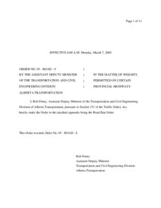 Page 1 of 11  EFFECTIVE 8:00 A.M. Monday, March 7, 2005 ORDER NO[removed]ROAD - 9