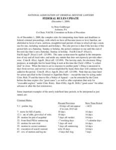 NATIONAL ASSOCIATION OF CRIMINAL DEFENSE LAWYERS  FEDERAL RULES UPDATE (December 1, 2009) by Peter Goldberger Ardmore, PA