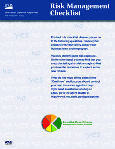 United States Department of Agriculture Risk Management Agency Risk Management Checklist Print out this checklist. Answer yes or no