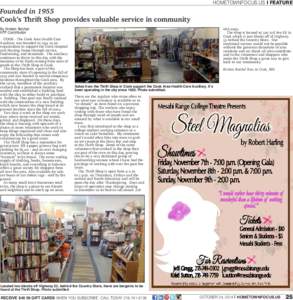 HOMETOWNFOCUS.US I FEATURE  Founded in 1955 Cook’s Thrift Shop provides valuable service in community By Kirsten Reichel HTF Contributor