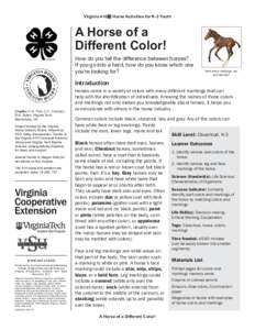 Virginia 4-H  Horse Activities for K-3 Youth A Horse of a Different Color!