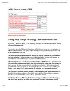 ASPA NEWS  http://www.aspa-usa.org/sites/default/files/aspa-usa/newsletters... ASPA News - January 2000 In This Issue