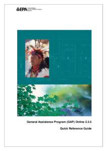 General Assistance Program (GAP) Online[removed]Quick Reference Guide TABLE OF CONTENTS  1.0