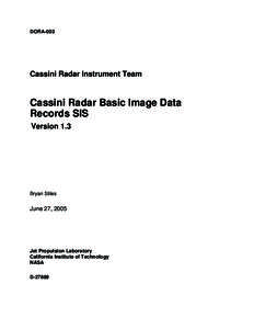 DORA-003  Cassini Radar Instrument Team Cassini Radar Basic Image Data Records SIS