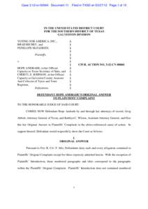 Case 3:12-cv[removed]Document 11  Filed in TXSD on[removed]Page 1 of 15 IN THE UNITED STATES DISTRICT COURT FOR THE SOUTHERN DISTRICT OF TEXAS