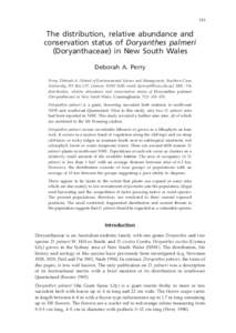 Perry, Doryanthes palmeri (Doryanthaceae) in New South Wales  183 The distribution, relative abundance and conservation status of Doryanthes palmeri