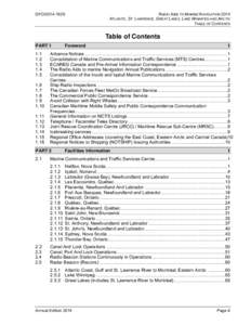 DFO[removed]RADIO AIDS TO MARINE NAVIGATION 2014 ATLANTIC, ST. LAWRENCE, GREAT LAKES, LAKE WINNIPEG AND ARCTIC TABLE OF CONTENTS