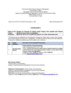 Government of the People’s Republic of Bangladesh Prime Minister’s Office Bangladesh Economic Zones Authority (BEZA) Support to Capacity Building of Bangladesh Economic Zones Authority Project BDBL Bhaban (Level-15) 