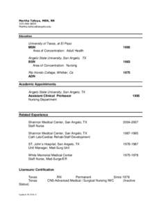 Geography of the United States / Texas / Angelo State University College of Nursing and Allied Health / Far Eastern University Institute of Nursing / Nursing / Geography of Texas / San Angelo /  Texas