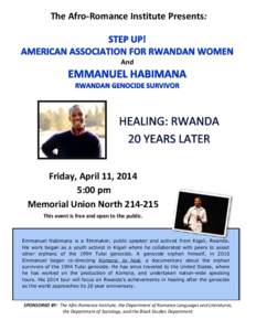 The Afro-Romance Institute Presents:  And Friday, April 11, 2014 5:00 pm