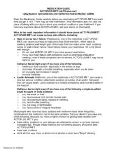 MEDICATION GUIDE   ACTOPLUS MET (ak-TŌ-plus-met) (pioglitazone hydrochloride and metformin hydrochloride) tablets