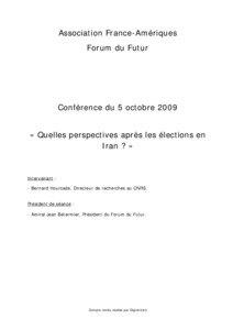 Association France-Amériques Forum du Futur