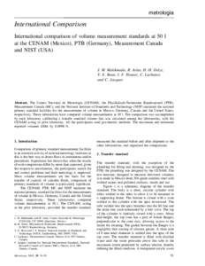 metrologia  International Comparison International comparison of volume measurement standards at 50 l at the CENAM (Mexico), PTB (Germany), Measurement Canada and NIST (USA)