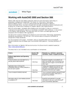 Voluntary Product Accessibility Template for AutoCAD 2005