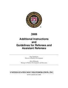 ADDITIONAL INSTRUCTIONS AND GUIDELINES FOR REFEREES