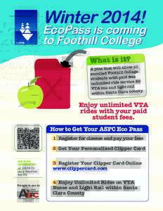 Winter 2014!  EcoPass is coming to Foothill College What is it?