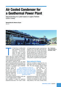 Air Cooled Condenser for a Geothermal Power Plant Spig technology for a plant based on organic Rankine cycle in Turkey Gabriele Miccichè, Marianna Caputo Spig SpA
