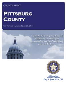 COUNTY AUDIT  Pittsburg County For the fiscal year ended June 30, 2012