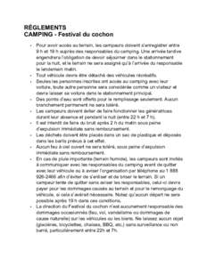 RÉGLEMENTS CAMPING - Festival du cochon • • •