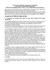 Texte de Jean DUCLOS , Président de l’association des Anciens Combattants de Bois le Roy Collecte de témoignages divers J.Laval , F.Luys, J.Magnable, Bernard Guicheux.