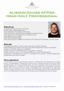 Alistair Davies AFPGA Head Golf Professional Profile Advanced Fellow of the PGA Head Golf Professional