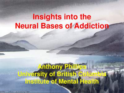 Insights into the Neural Bases of Addiction Anthony Phillips University of British Columbia Institute of Mental Health