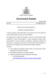 Northern Territory of Australia  Government Gazette ISSN-0157-833X  No. S88