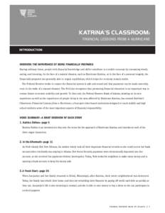 K AT RINA ’S S C L A SSROOM: FINANCIAL LESSONS FROM A HURRICANE INTRODUCTION  OVERVIEW: THE IMPORTANCE OF BEING FINANCIALLY PREPARED